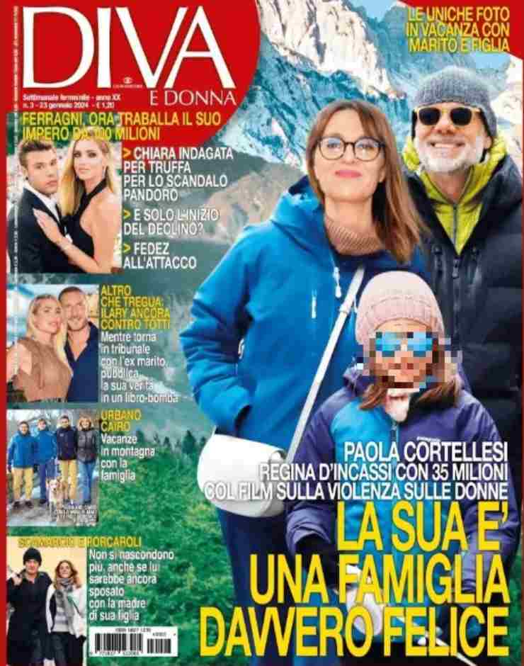 Paola Cortellesi si diverte in montagna con la famiglia